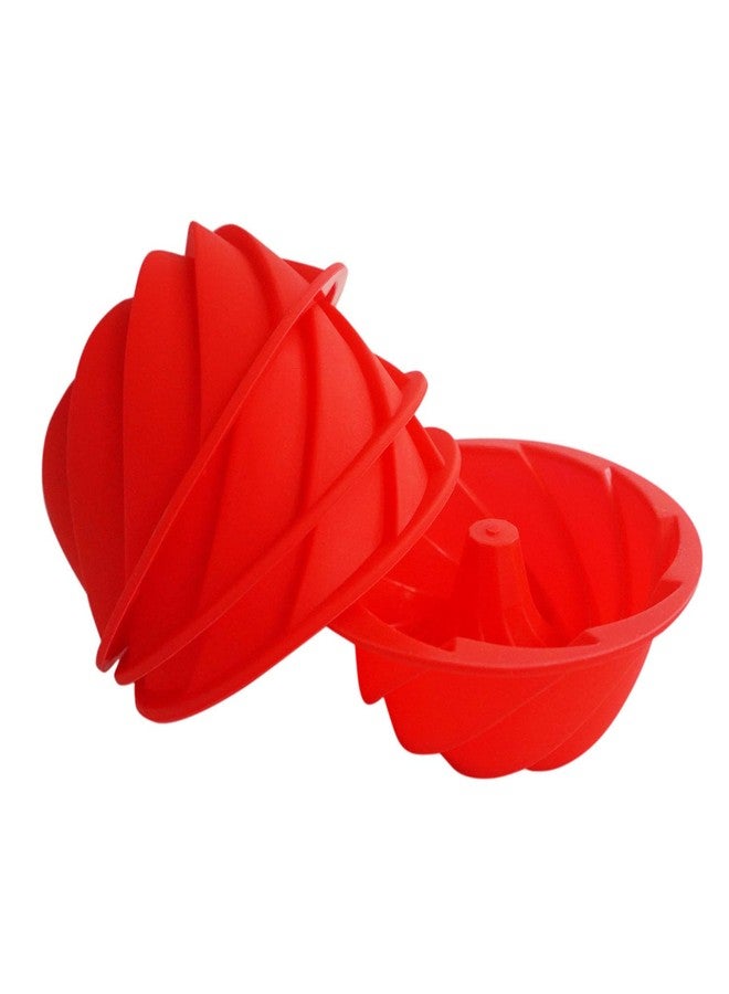 LoveDeal Small Silicone Cake Pan, 4 Inch Fluted Baking Pans, Mini Fluted Tube Spiral Round Molds for DIY Pumpkin Cakes, Jelly, Pudding, Bread, Chocolate, 4pcs, Red - Image 4