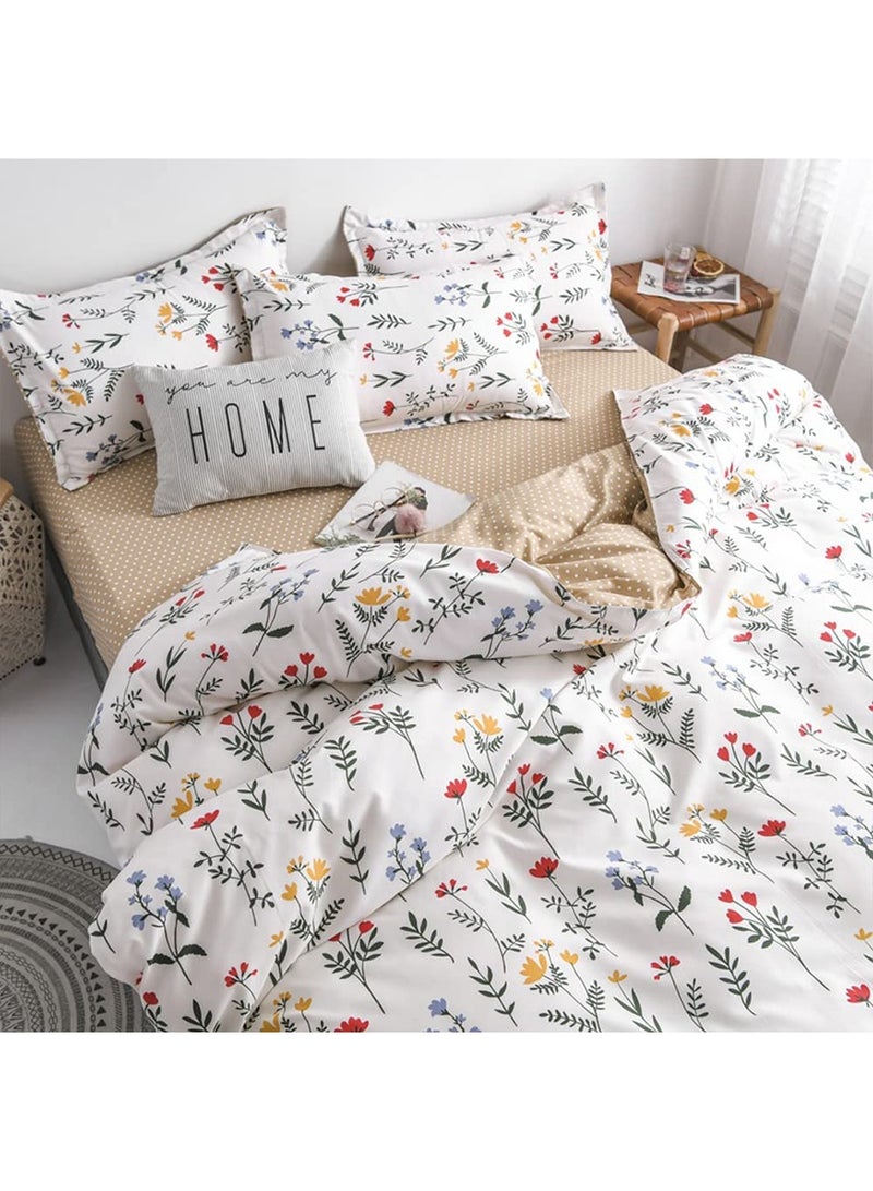 زيريفام طقم غطاء لحاف مزين بالزهور، طقم غطاء لحاف من الألياف الدقيقة فائق النعومة مكون من 4 قطع مع سحاب إغلاق، طقم سرير مطبوع بنمط مع 2 كيس وسادة (220 × 240 سم) - Image 3
