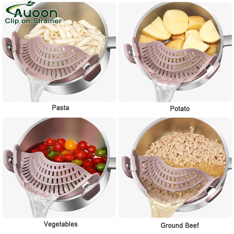 AUOON Large AUOON Clip on Strainer for All Pots and Pans - Oversized Silicone Pot Strainer Family-Style Design Pasta Strainer Kitchen Colander for Spaghetti and Noodles | Dishwasher Safe - Image 5