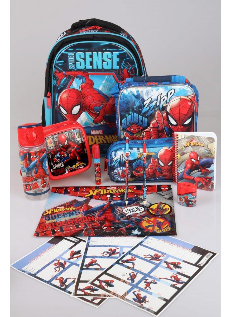 SPIDERMAN Licensed School Lunch Box and Pencil Bag with Water Bottle and Full Stationery Set  - Image 1