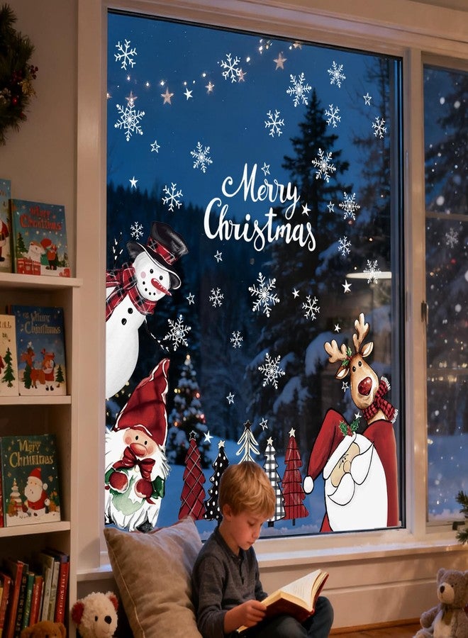 Whaline Large Christmas Window Clings Gnome Santa Snowman Reindeer Xmas Tree Window Decals Double-Sided Windows Stickers for Winter Home Classroom Office Party Decoration, 6 Sheets - Image 4