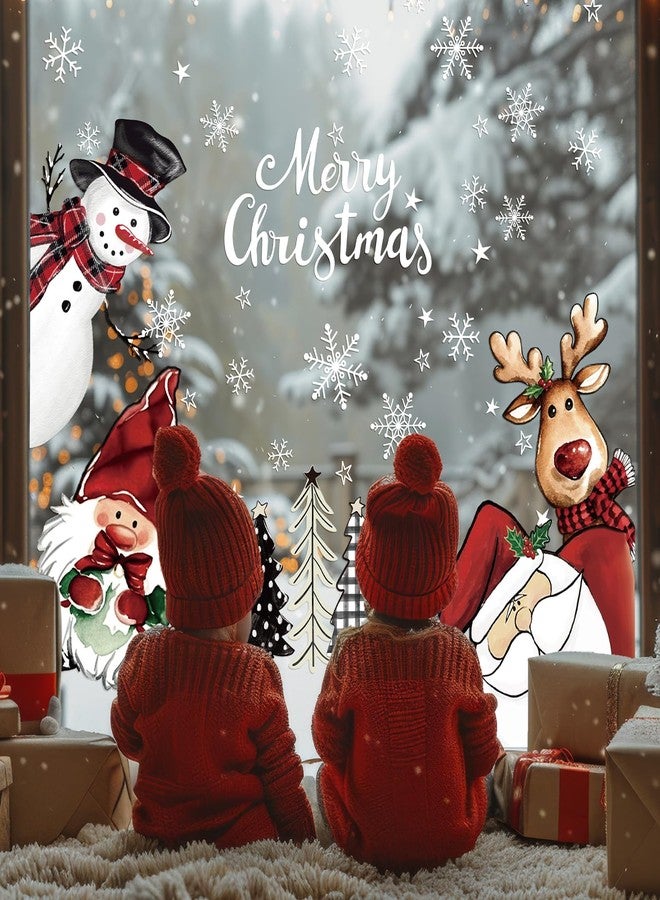 Whaline Large Christmas Window Clings Gnome Santa Snowman Reindeer Xmas Tree Window Decals Double-Sided Windows Stickers for Winter Home Classroom Office Party Decoration, 6 Sheets - Image 3