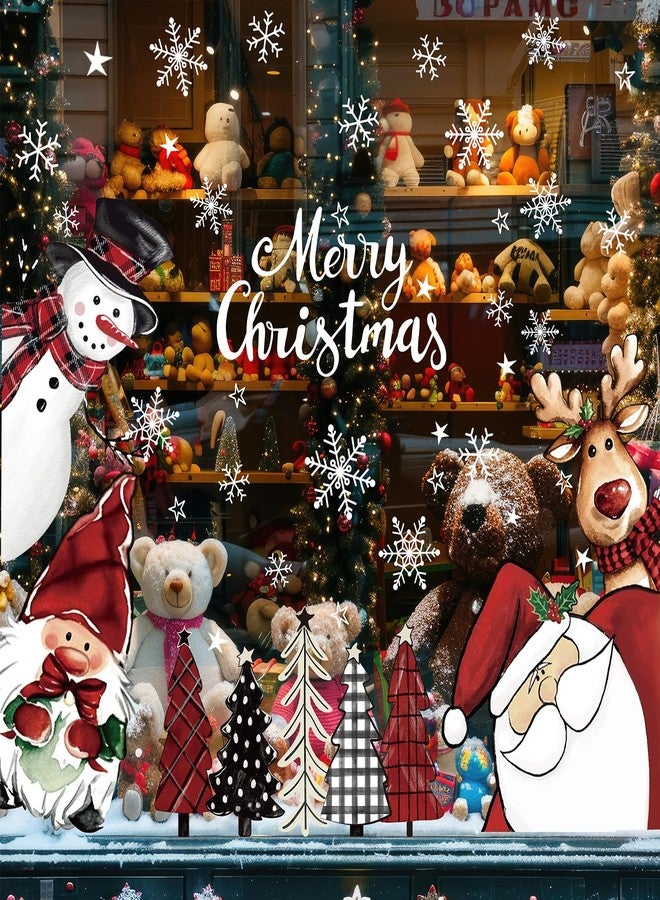 Whaline Large Christmas Window Clings Gnome Santa Snowman Reindeer Xmas Tree Window Decals Double-Sided Windows Stickers for Winter Home Classroom Office Party Decoration, 6 Sheets - Image 2