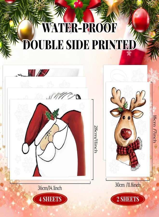 Whaline Large Christmas Window Clings Gnome Santa Snowman Reindeer Xmas Tree Window Decals Double-Sided Windows Stickers for Winter Home Classroom Office Party Decoration, 6 Sheets - Image 5