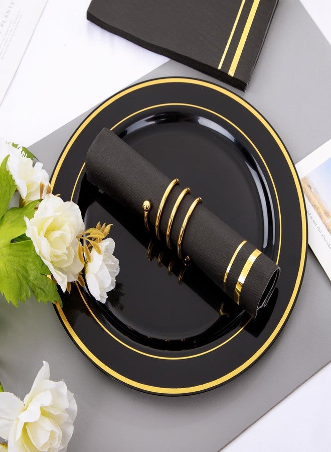 BUCLA 100-Count 3-PlyBlack and Gold Napkins - Black Paper Napkins Disposable Premium Quality - Dinner Napkins Disposable Soft, Absorbent for parties, weddings, Kitchen and New Year Party - Image 5