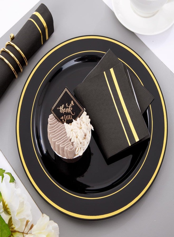 BUCLA 100-Count 3-PlyBlack and Gold Napkins - Black Paper Napkins Disposable Premium Quality - Dinner Napkins Disposable Soft, Absorbent for parties, weddings, Kitchen and New Year Party - Image 4