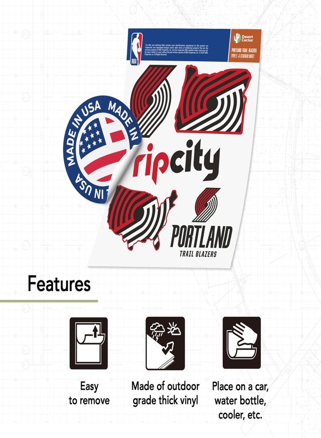 Desert Cactus Portland Trailblazers Sticker NBA Officially Licensed Sticker Vinyl Decal Laptop Water Bottle Car Scrapbook (Type 2-3) - Image 4