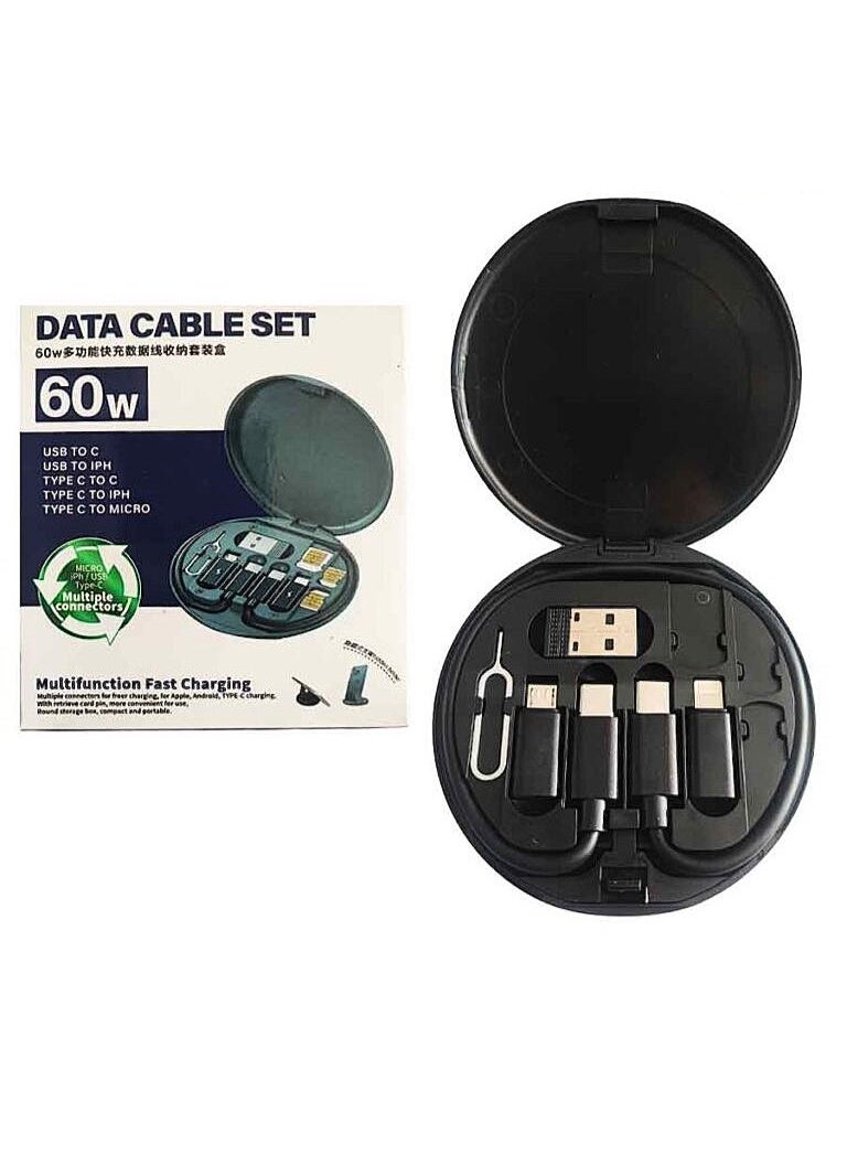 Data cable set 60w multi fast charging cable strong kit box - Image 1