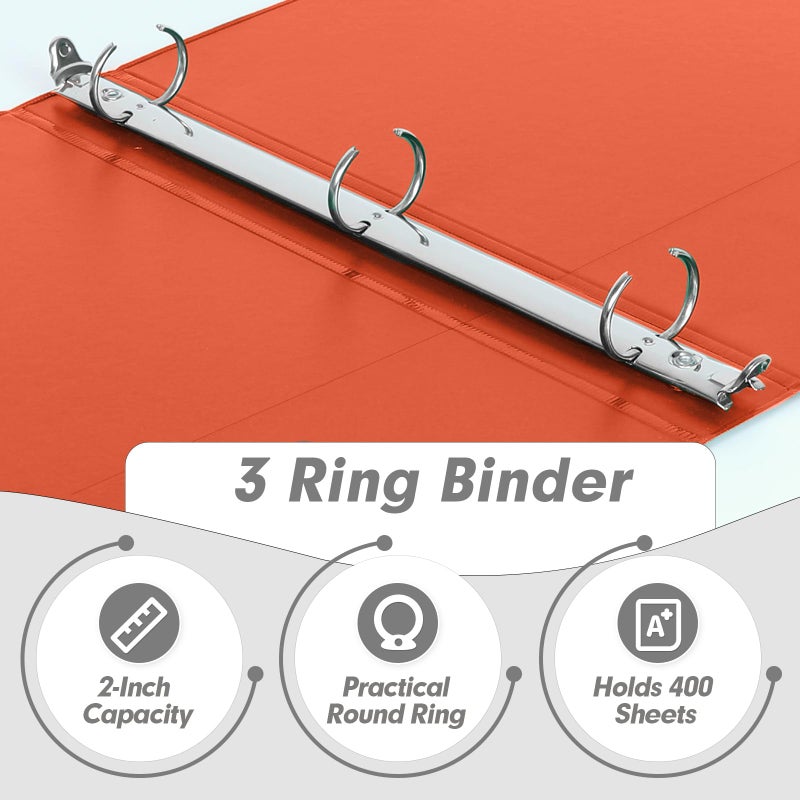 PANDRI 3 Ring Binder 2 Inch, PANDRI 6 Pack 2-Inch Binder Fits Letter Size 8.5'' x 11'' Paper, Versatile Binders for Office Home School, 2 Pockets, Assorted 6 Color - Image 4