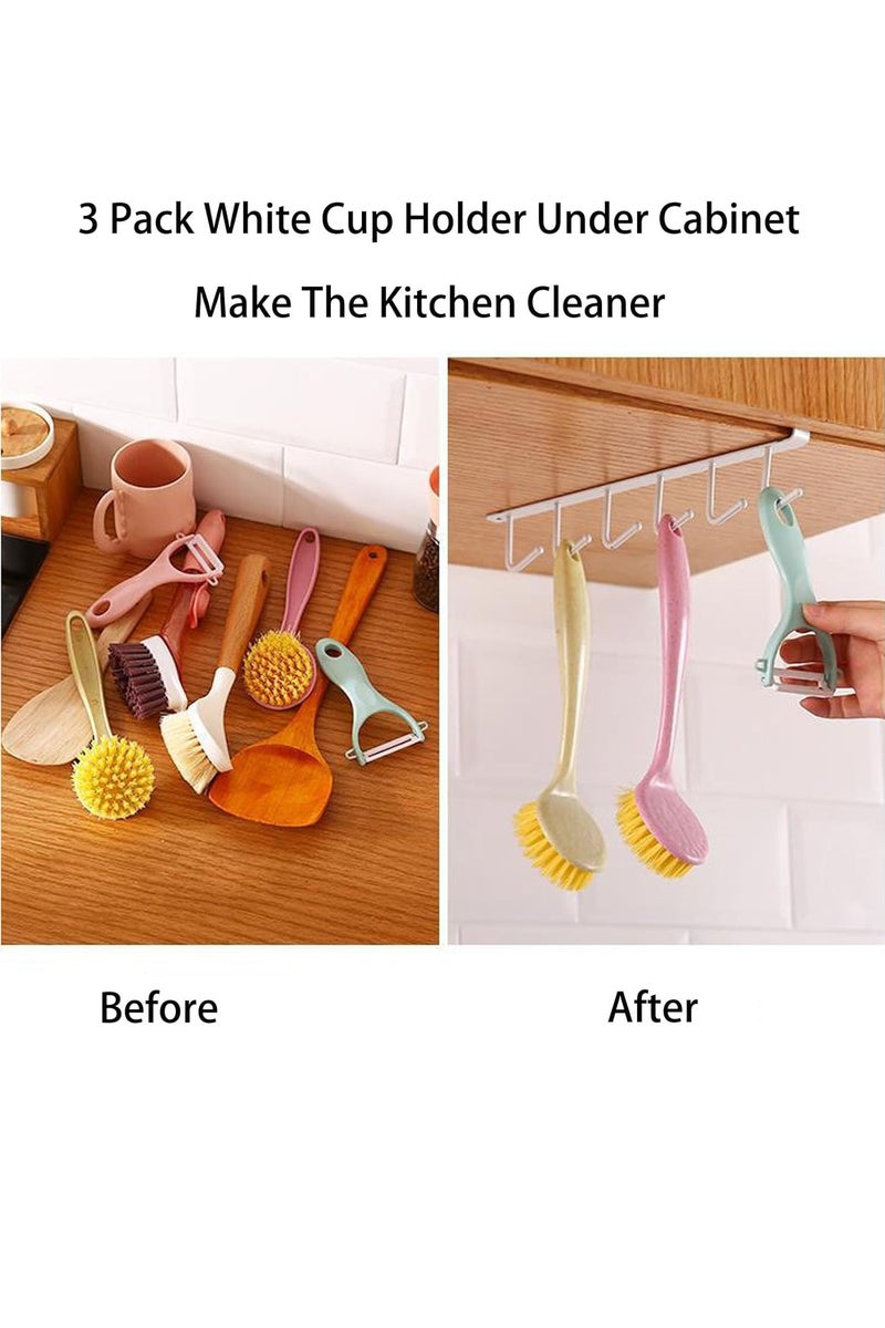 Home zone Under Shelf Cup Holder Rack – Set of 3, Mug Hooks Organizer for Kitchen Cabinets  - Image 4