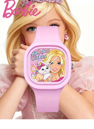 Purple and black square cartoon Barbie doll children's watch, cute silicone strap, suitable for children of all ages, gift watch 2PCS - view 5