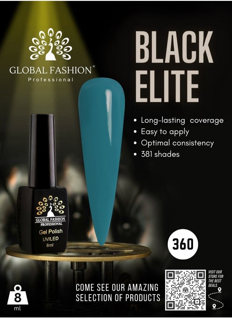 GLOBAL FASHION Global Fashion Black Elite Gel Polish | 132 Colors of Long-Lasting Elegance - 8ml | 360  - Image 2