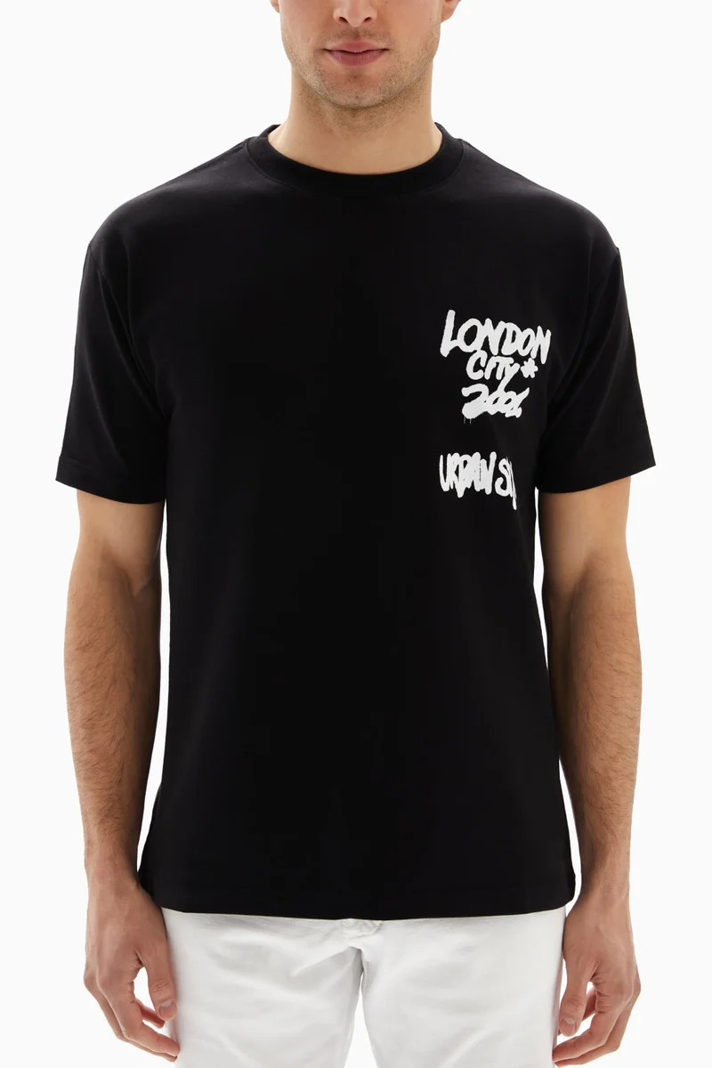 Wecre8 Black "London" Printed T-shirt By WECRE8