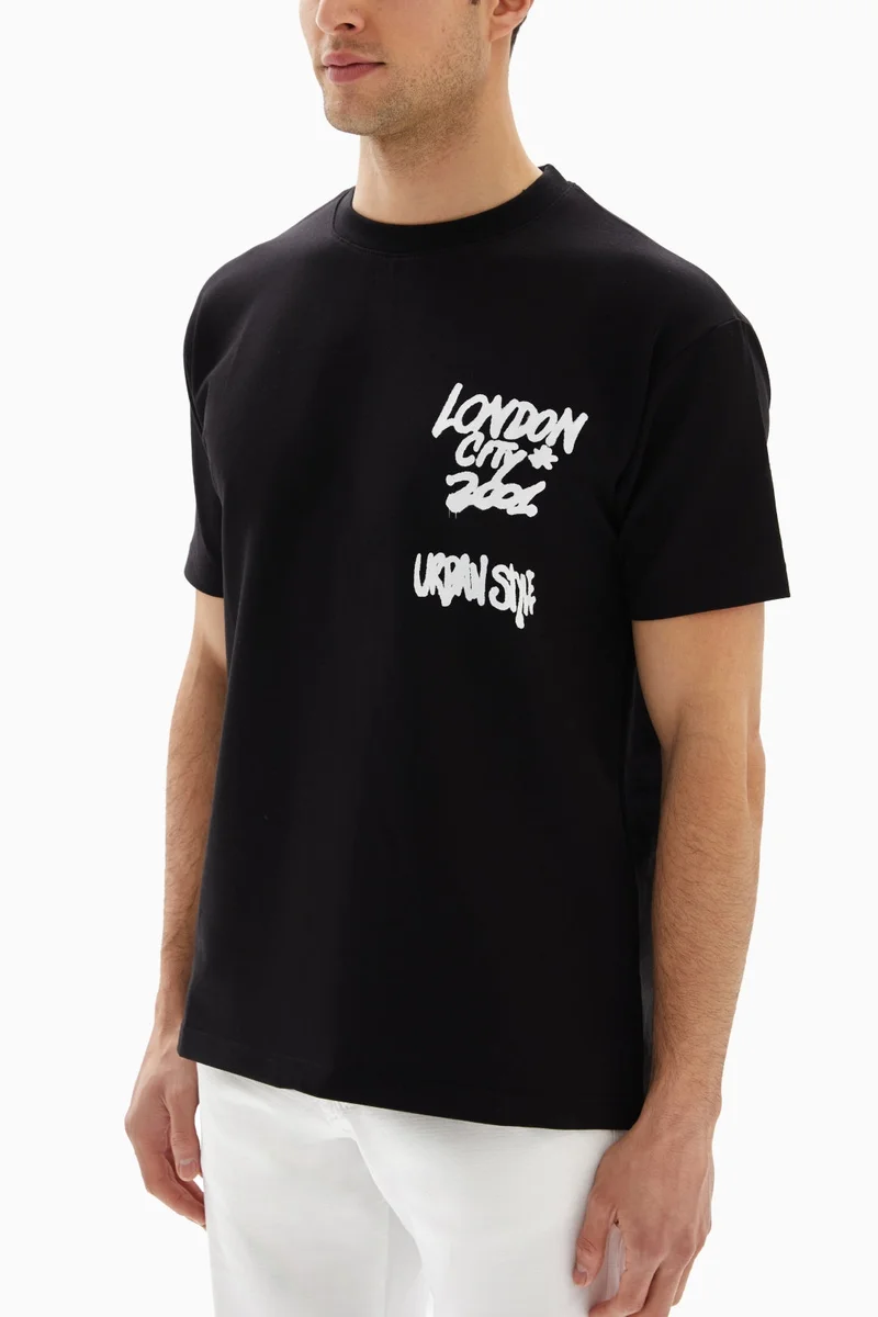 Wecre8 Black "London" Printed T-shirt By WECRE8
