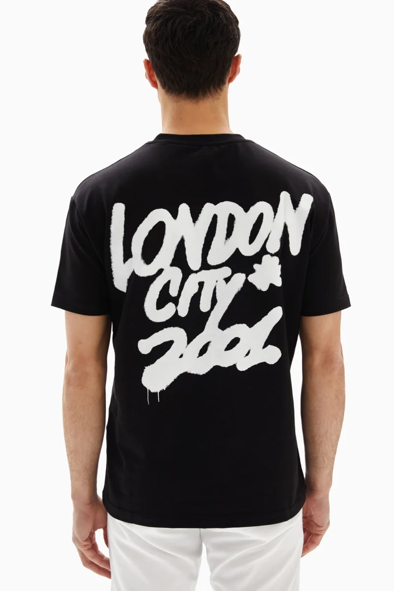 Wecre8 Black "London" Printed T-shirt By WECRE8