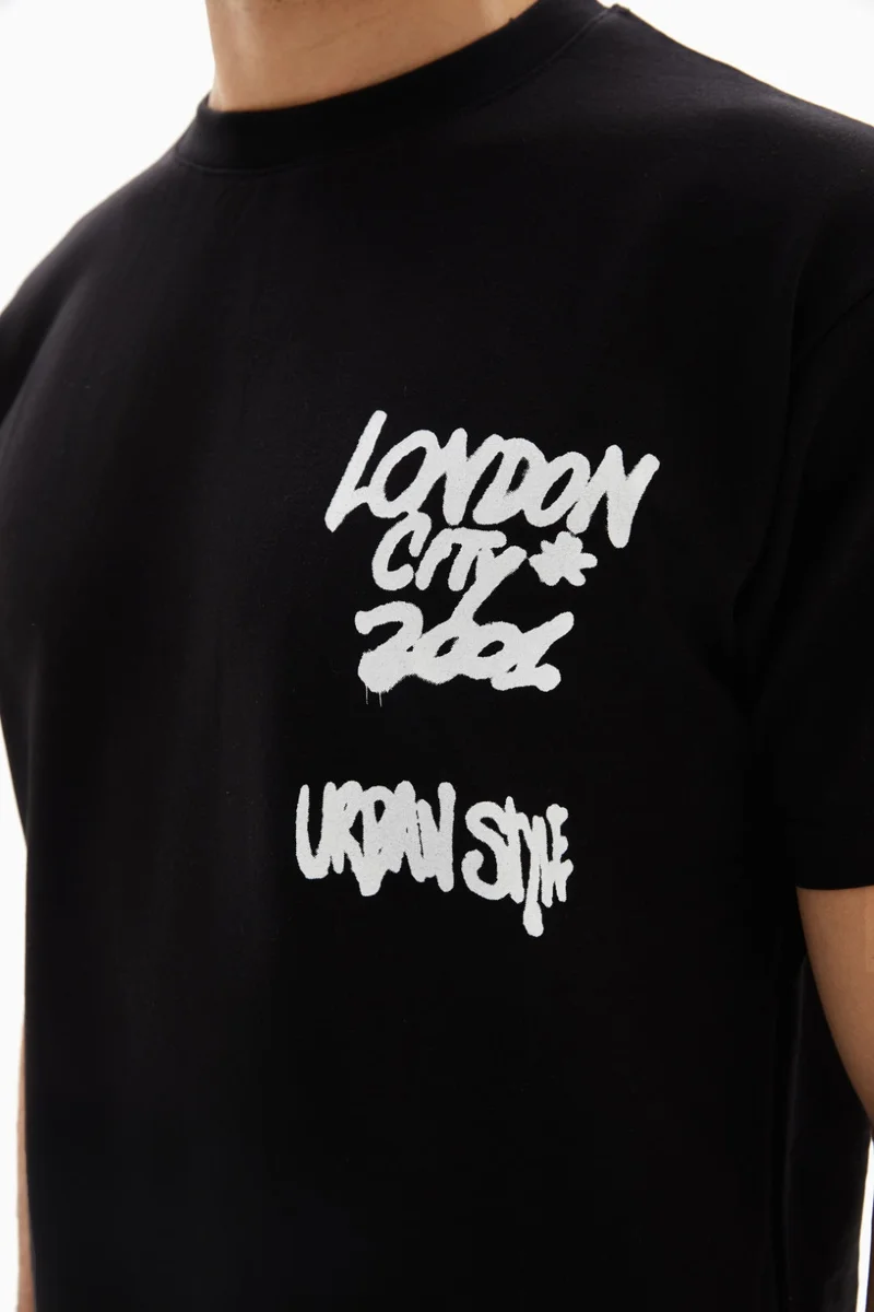 Wecre8 Black "London" Printed T-shirt By WECRE8