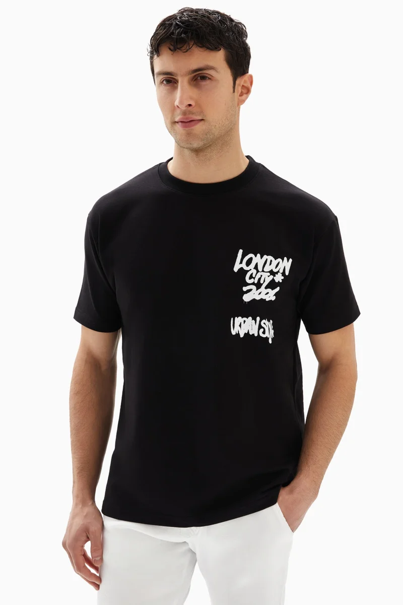 Wecre8 Black "London" Printed T-shirt By WECRE8