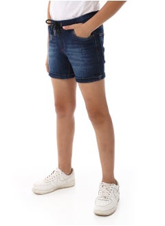 Andora Elastic Waist Boys Cotton Denim Short - Navy Blue  - Image 2