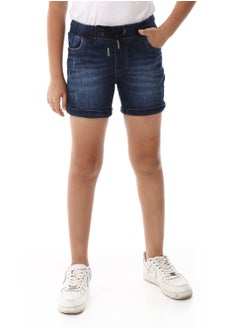 Andora Elastic Waist Boys Cotton Denim Short - Navy Blue  - Image 1