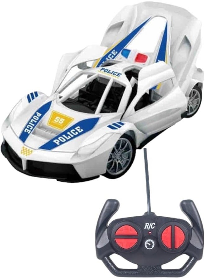 لعبة سيارة شرطة للأطفال بجهاز تحكم عن بعد – سيارة سباق كهربائية بلاستيكية قابلة لإعادة الشحن، تصميم واقعي وسرعة عالية، هدية مثالية للأولاد والبنات - Image 2