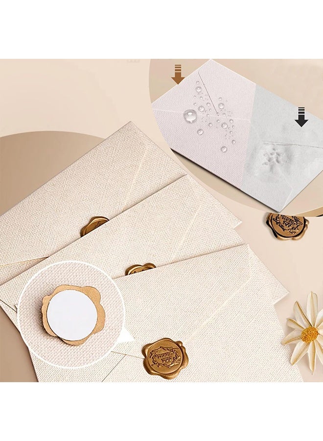 بوفان مجموعة من 16 قطعة من أظرف بطاقات المعايدة، أظرف عتيقة لحفلات الزفاف وأعياد الميلاد والتخرج (3 أظرف + 10 أوراق من ورق المراسلات الأصفر + 3 ألوان طلاء النار) - Image 3