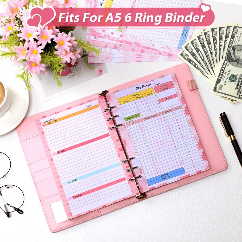 Toplive 3 Pack A5 Planner Refill 82 Sheet Colored Monthly Weekly Planner Refill Paper 6 Hole Budget Sheets Expense Tracker Inserts for A5 Binder Cover Bill Saving Organizer, Pink - Image 4
