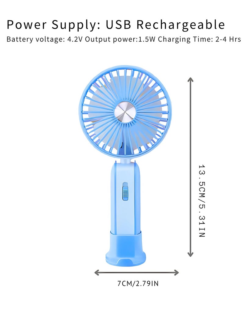VIO Mini Handheld Foldable Desktop USB Rechargeable Cooling Fan 2 in 1 Portable Handheld Fan with 2 Modes Strong Wind and Cool Breeze Gear Light Function and Mobile Phone Holder Personal Fan Lightweight USB Charging Mini Fan Lightweight Pocket Fan  - Image 5