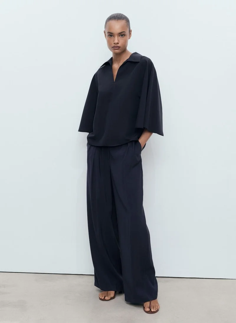 MANGO Oversized three-quarter sleeve shirt