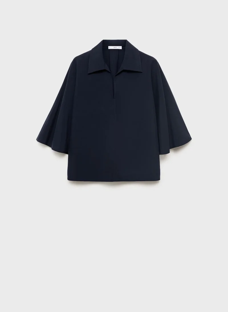 MANGO Oversized three-quarter sleeve shirt
