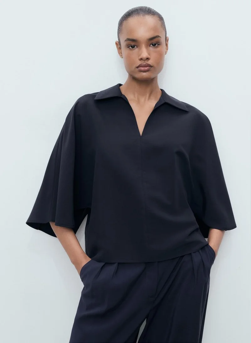 مانجو Oversized three-quarter sleeve shirt