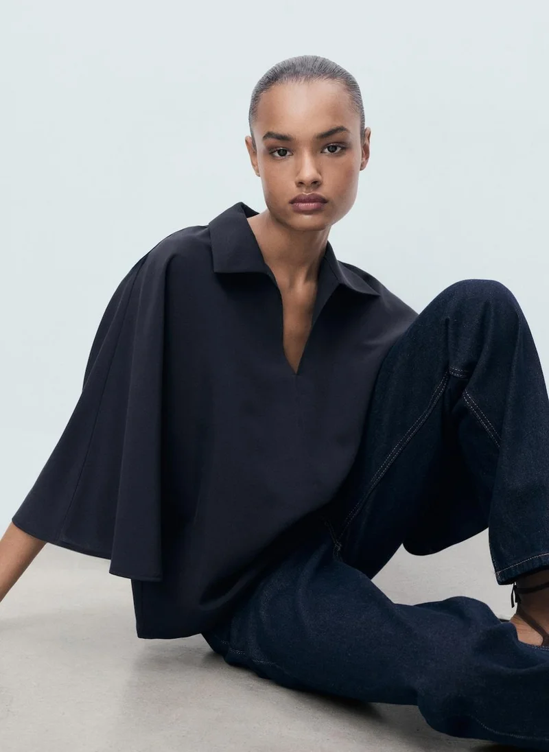 MANGO Oversized three-quarter sleeve shirt