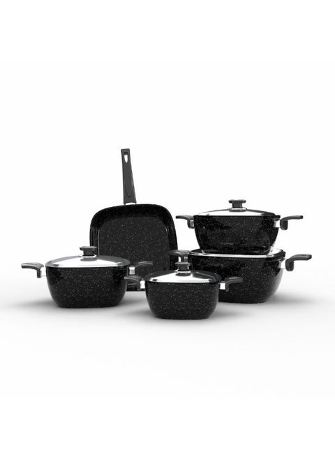 Top Chef Granite Set Of 9 Squares (Pot 28/24/20/18/Frying Pan 26) Black
