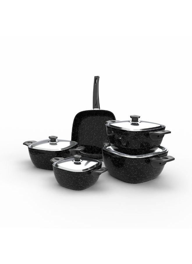 Top Chef - Top Chef Granite Set Of 9 Squares (Pot 28/24/20/18/Frying Pan 26) Black - Image 1