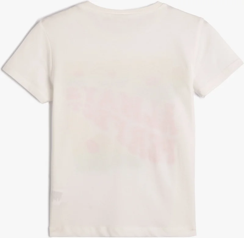 KOTON T-Shirt Short Sleeve Floral Glitter Printed Cotton