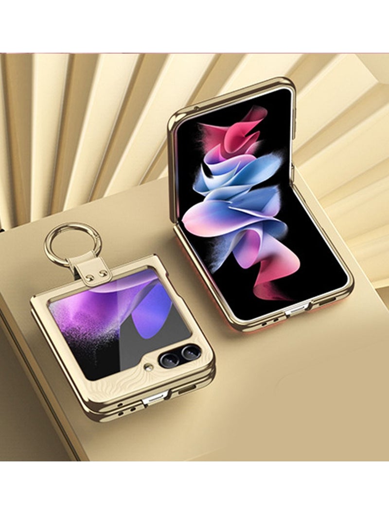 Samsung Galaxy Z Flip 5 Case Cover with Ring Luxury Genuine Leather PU Back Cover Compatible with Samsung Galaxy Z Flip 5 5G Accessories Built-in Screen  Anti-drop anti-scratch Camera Phone Protector - Image 5