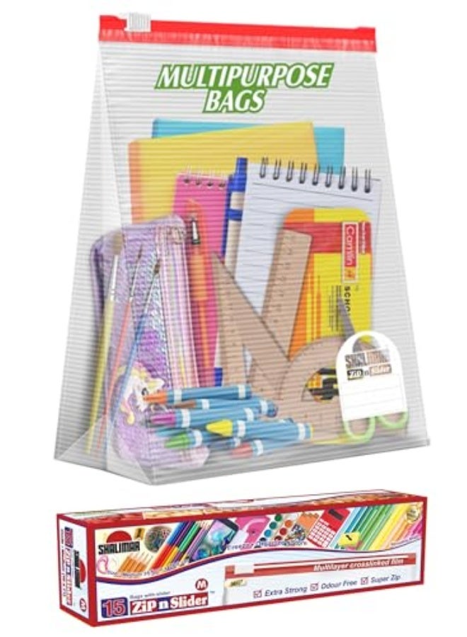 Shalimar Zip Lock Reusable Slider Bag – Medium Size – Pack of 3 (45 Bags) – Zip Lock Storage Bag/Vegetable Bag/Freeze Bag – Multi-Purpose, Natural Color - Image 3