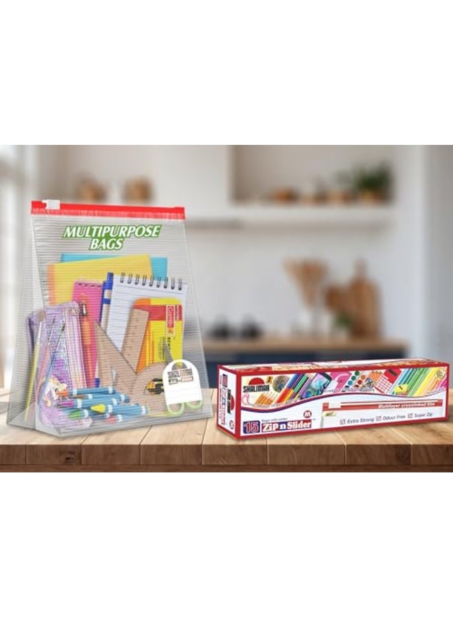 Shalimar Zip Lock Reusable Slider Bag – Medium Size – Pack of 3 (45 Bags) – Zip Lock Storage Bag/Vegetable Bag/Freeze Bag – Multi-Purpose, Natural Color - Image 2