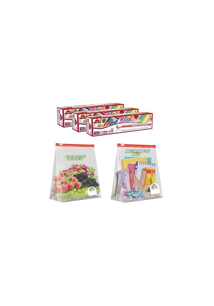 shalimar حقيبة شاليمار القابلة لإعادة الاستخدام بسحاب – حجم متوسط – عبوة من 3 (45 حقيبة) – حقيبة تخزين بسحاب/حقيبة خضار/حقيبة تجميد – متعددة الاستخدامات، لون طبيعي - Image 1