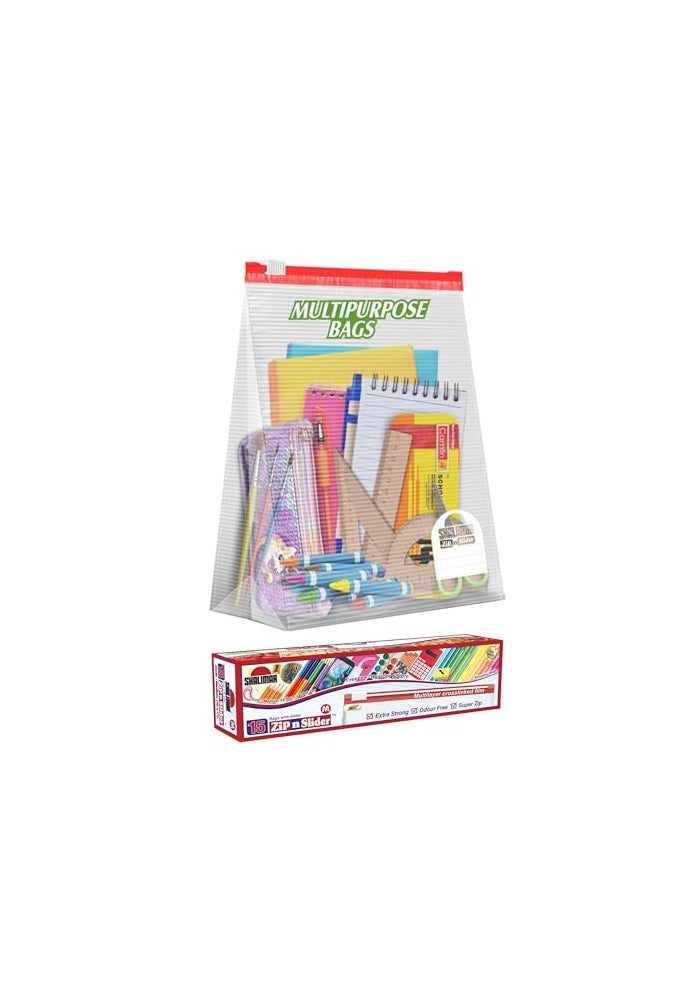 shalimar حقيبة شاليمار القابلة لإعادة الاستخدام بسحاب – حجم متوسط – عبوة من 3 (45 حقيبة) – حقيبة تخزين بسحاب/حقيبة خضار/حقيبة تجميد – متعددة الاستخدامات، لون طبيعي - Image 4