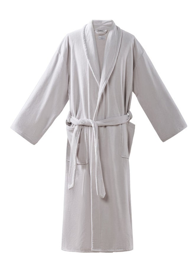 FIELDCREST Velour Shawl Collar Bathrobe 100% Cotton Large Light Grey - Image 1