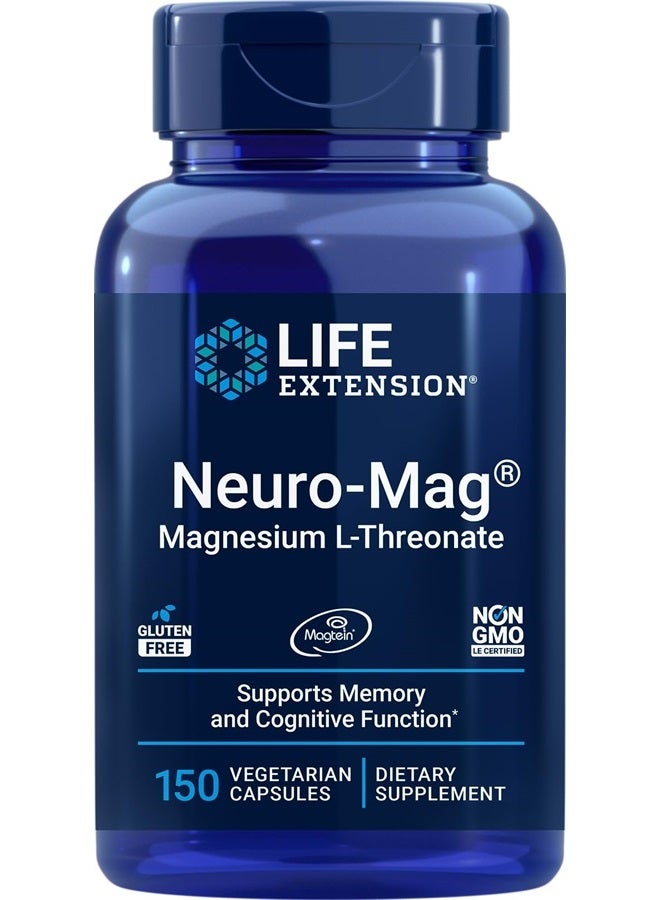 Life Extension Neuro-Mag Magnesium L-Threonate, 150 Veg Caps, Magtein Supplement for Women and Men - Image 1