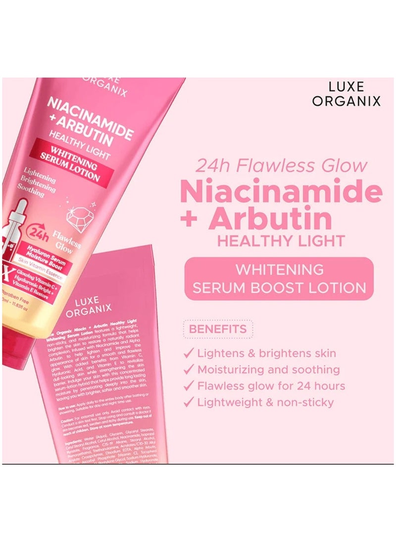 LUXE ORGANIX Luxe Organix Niacinamide + Arbutin Healthy Light Whitening Serum Lotion - 350ml  - Image 3