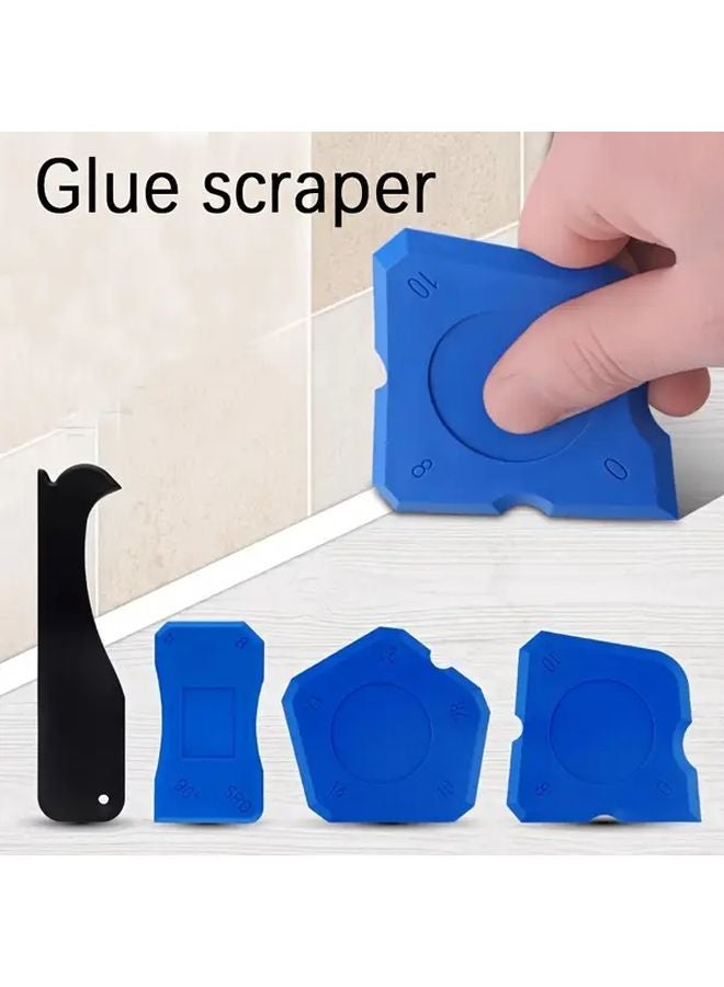 Blue 4Pcs Caulking Tool Kit Sealant Spatula Scraper Floor Tile Edge Cleaner - Image 2