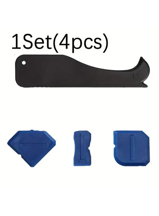 Blue 4Pcs Caulking Tool Kit Sealant Spatula Scraper Floor Tile Edge Cleaner - Image 1