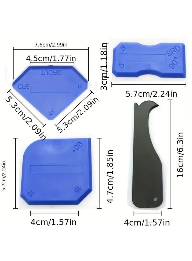 Blue 4Pcs Caulking Tool Kit Sealant Spatula Scraper Floor Tile Edge Cleaner - Image 4