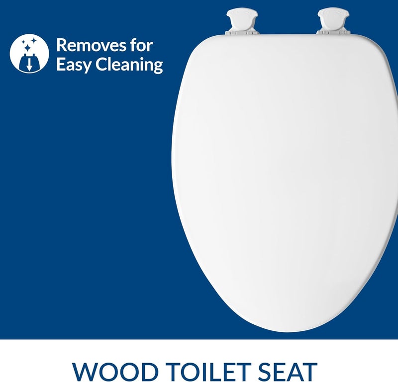 Bemis CHURCH Toilet Seat, Easy Clean Hinges Release for Deep Cleans, Durable Enameled Wood Seat, Elongated, White - Image 2