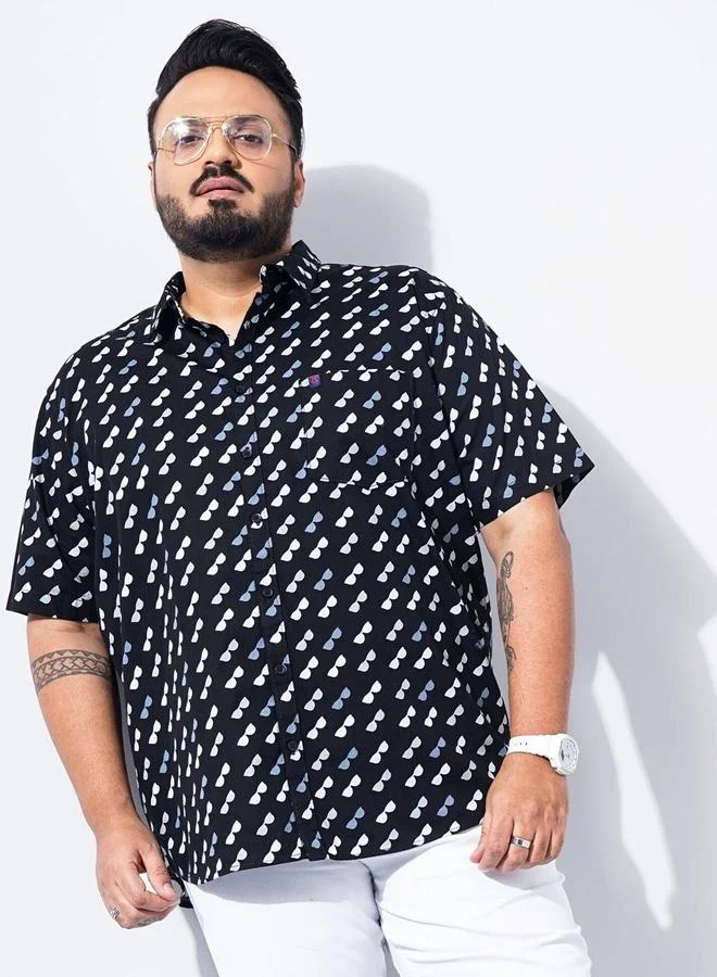 تايك تو قميص رجالي بمقاس كبير قصير الأكمام مطبع