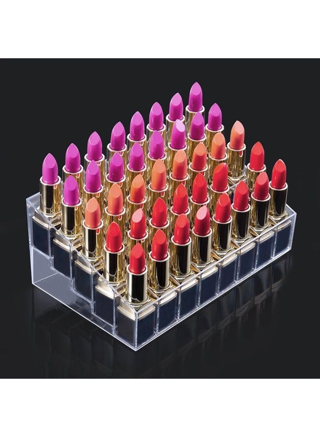 Benbilry Lipstick Holder, 40 Space Acrylic Lipstick Holder Organizer Case Display Rack，40 Slots (in a 8 x 5 Arrangement) Stand Cosmetic Makeup Organizer Lipstick, Brushes, Bottles More - Image 2