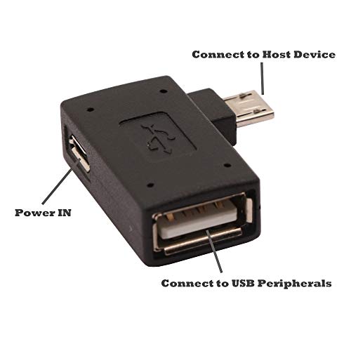 AuviPal 2-in-1 Powered Micro USB to USB OTG Adapter 90 Degree Right Angle Connector for FireStick, S/NES Classic Mini, Sega Genesis and More - 2 Pack - Image 4
