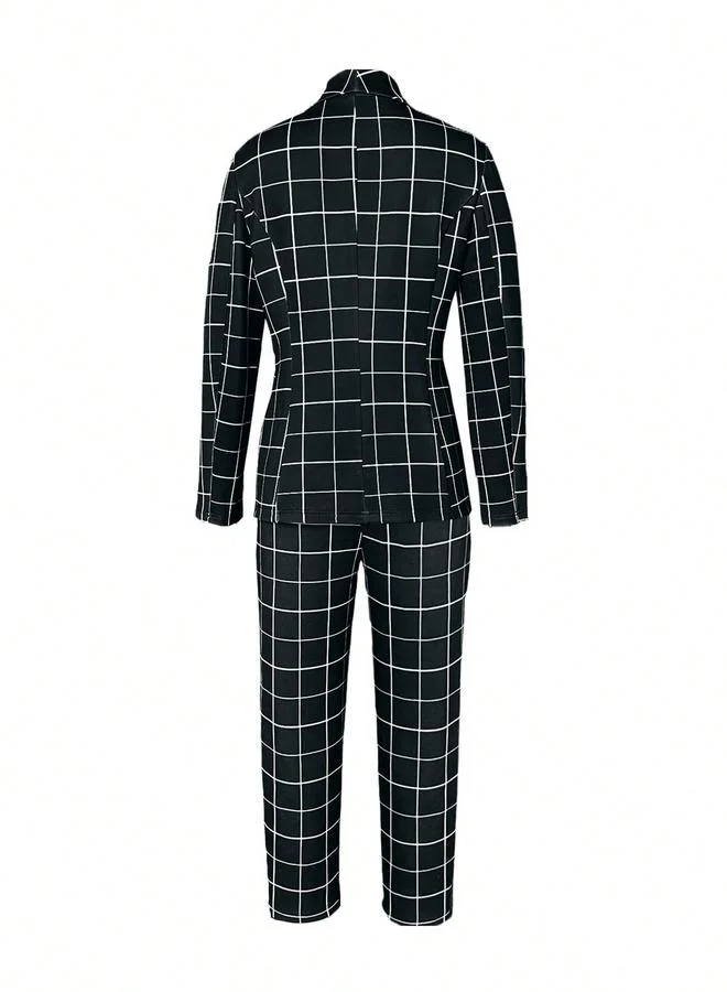 Take Two Black Grid Check Blazer